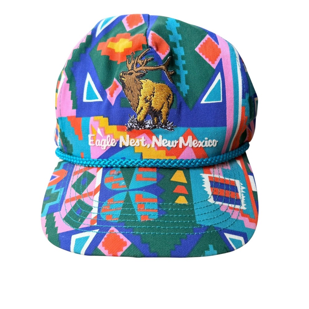 Vintage San Sun Eagle Nest New Mexico Elk‎ Southwestern Snapback Hat Rope Cap